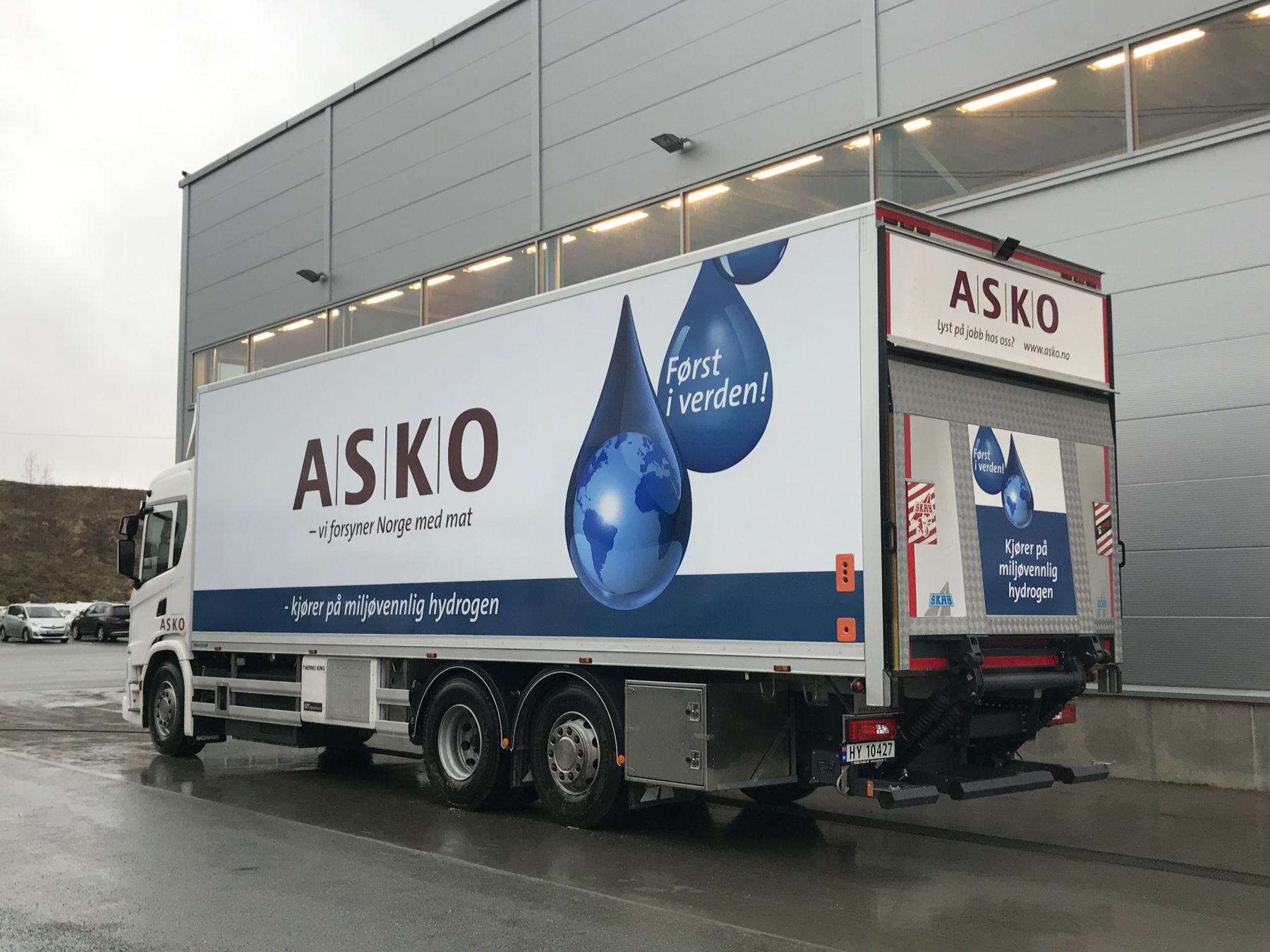 Hydrogendreven Scania hos ASKO i Trondheim.